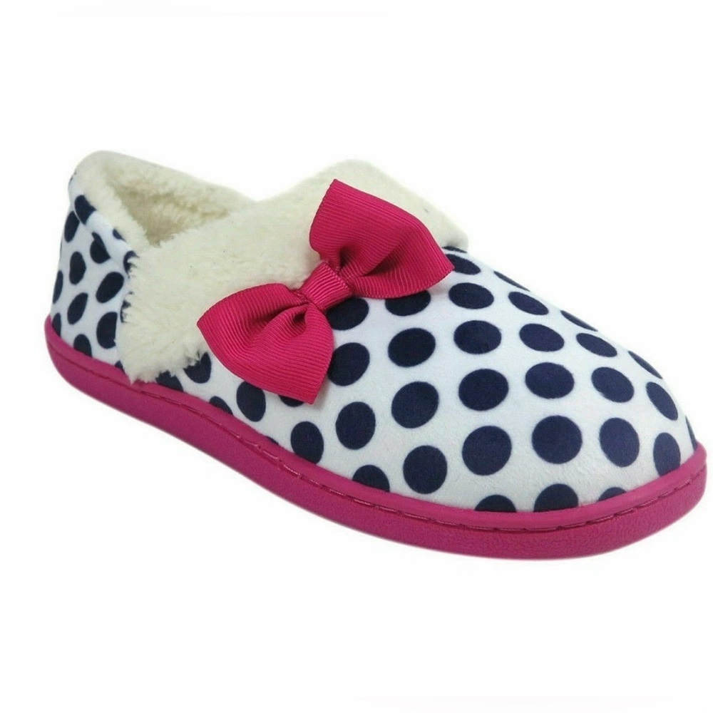 Wonder Nation Polka Dot Slippers with Pink Bow